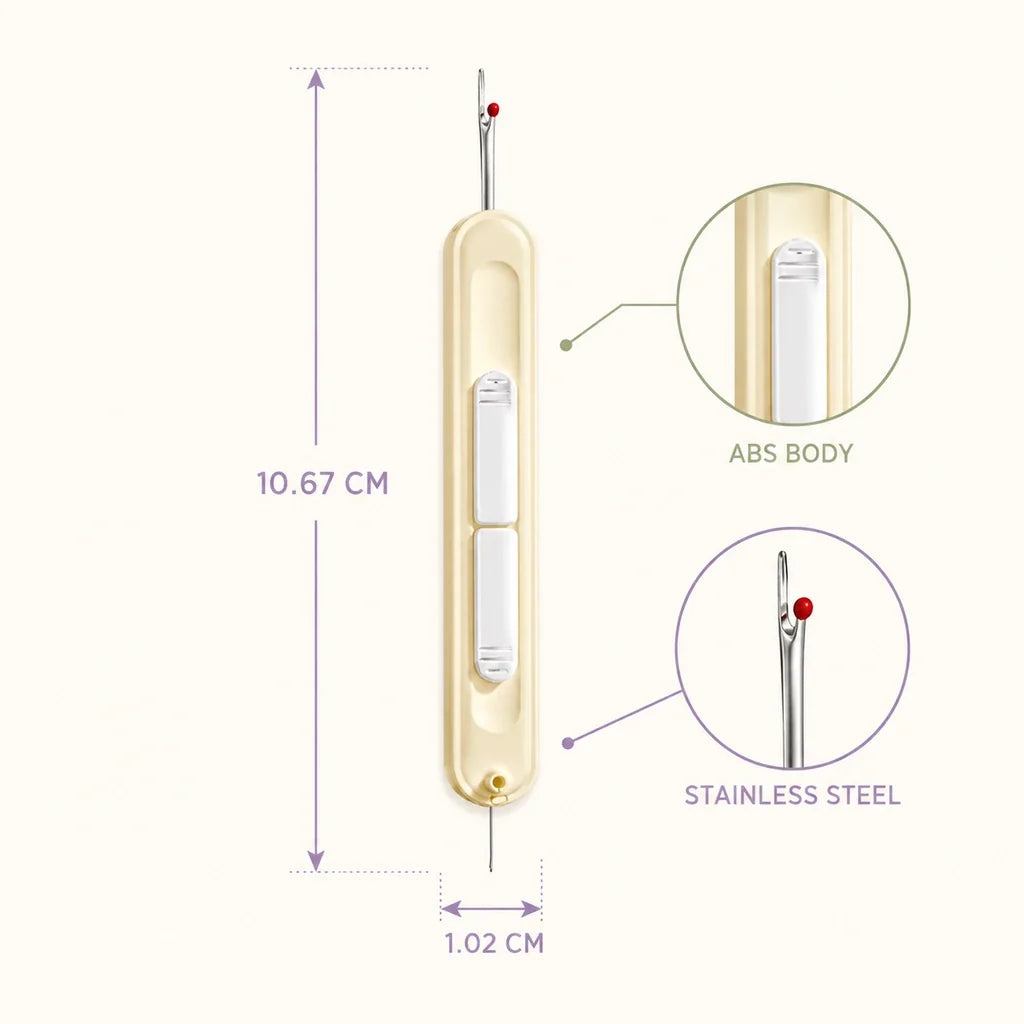 2-in-1 Needle Threader & Retractable Seam Ripper Tool