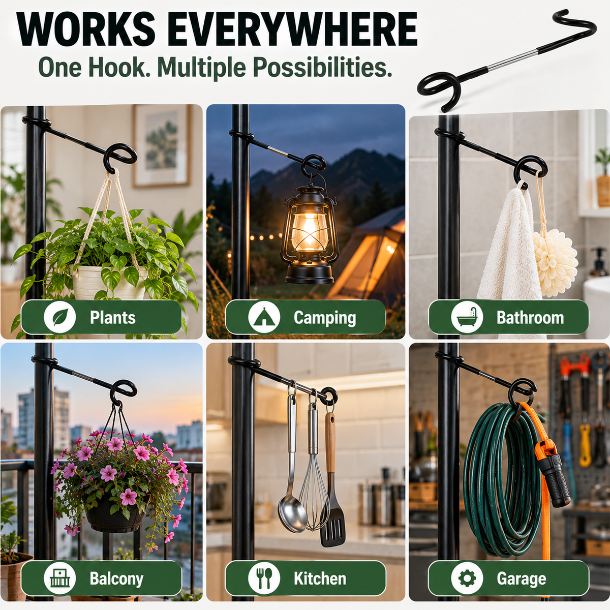 🌿 No-Drill Plant Pole Hanging Hook — Hang More Plants Without Tools