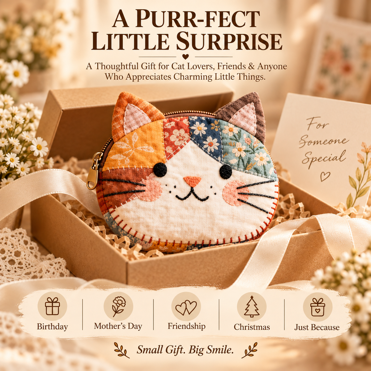 Handmade Patchwork Cat Coin Purse