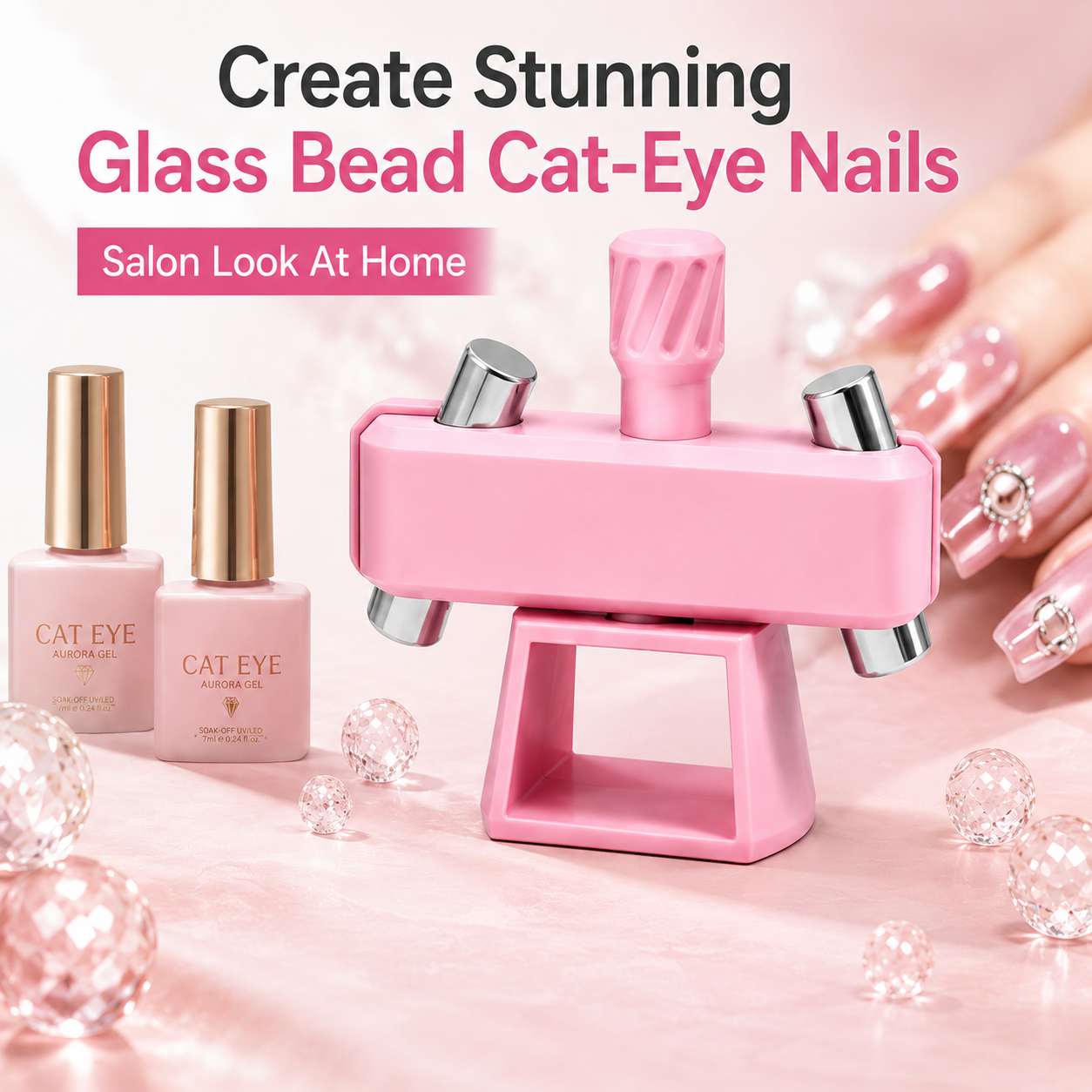 Glass Bead Cat-Eye Nail Magnet Tool | 3D Cat-Eye Manicure Tool
