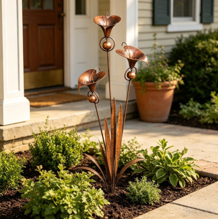 Copper Calla Lily Garden Chime Set â A Peaceful Touch for Flower Lovers đŋđ