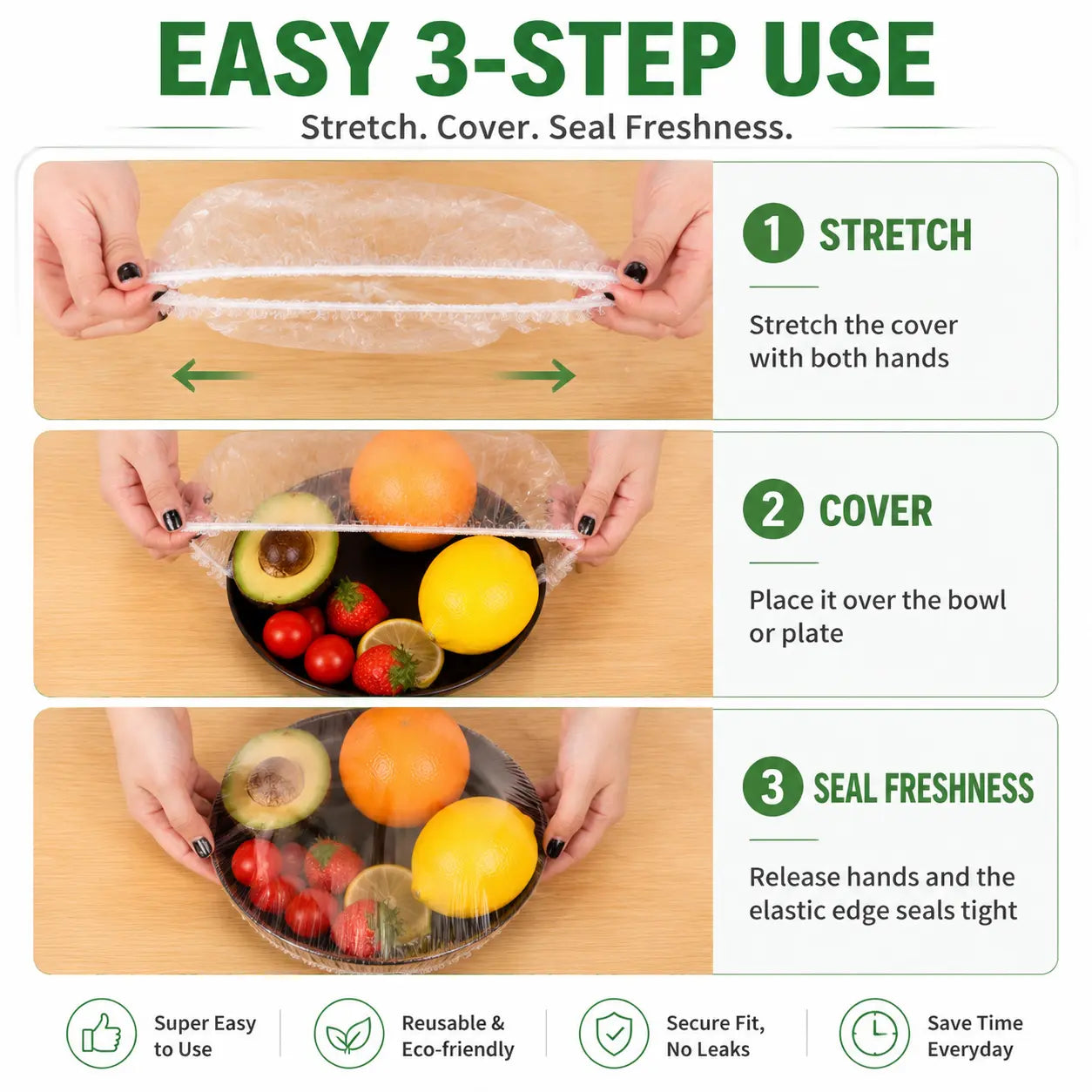 đĨ100PCS Disposable Stretch Food Covers for Bowls & Plates