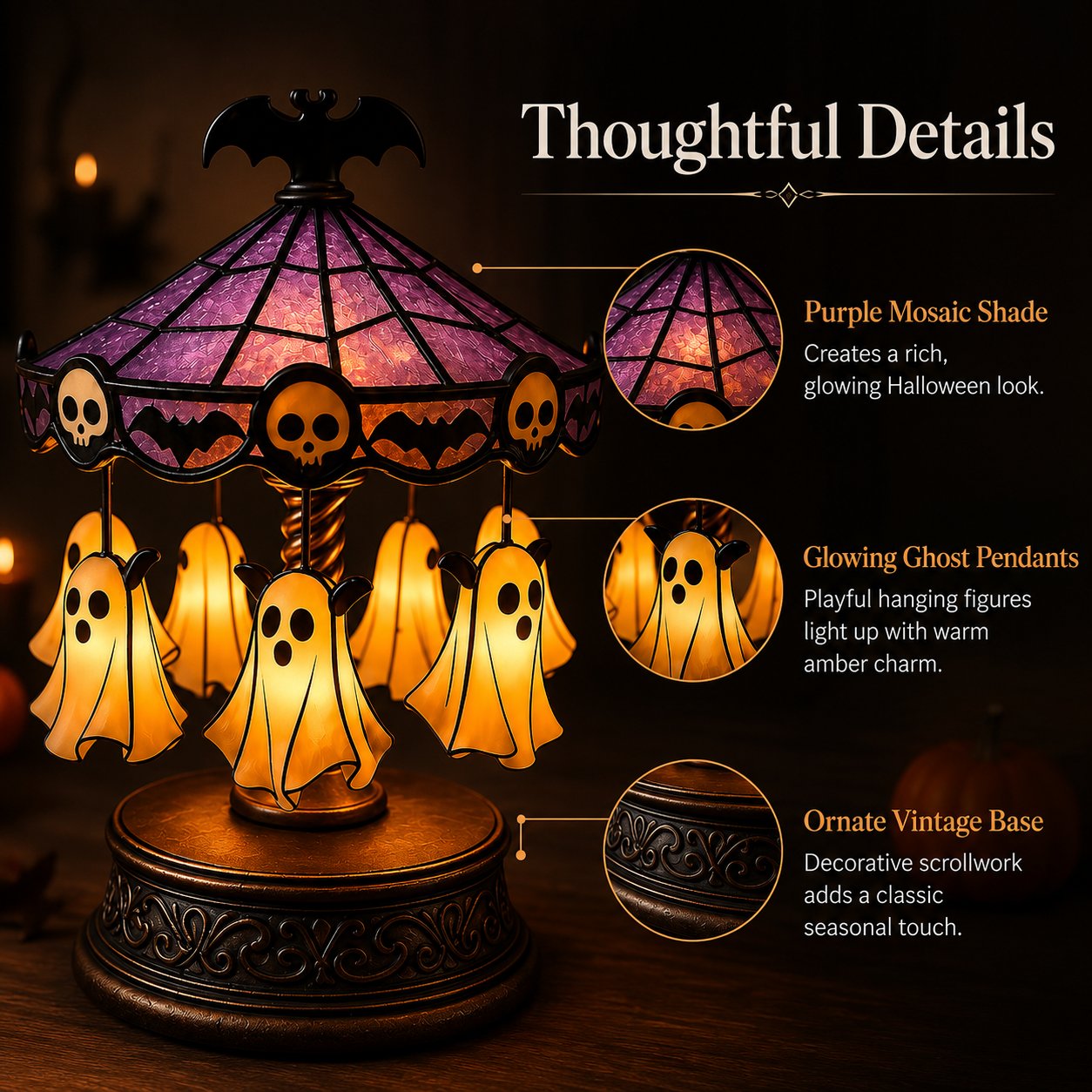 đģ Ghostly Carousel Night Light â Add Magical Halloween Glow to Your Room đ