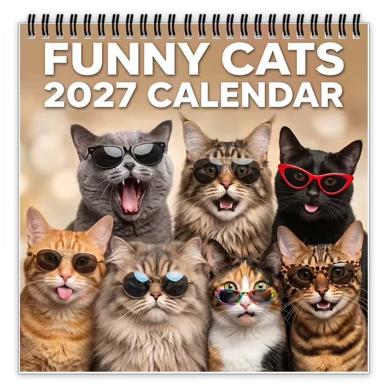 🔥Black Friday Deal|2027 Funny Cat Meme Wall Calendar, Monthly Hanging Wall Calendar with Hilarious Cat Memes