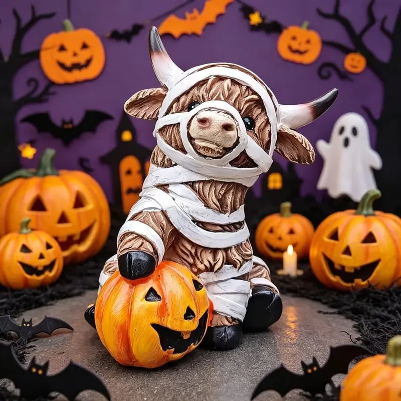 đĨ 55% OFF TODAY đ Halloween Highland Cow Resin Figurines