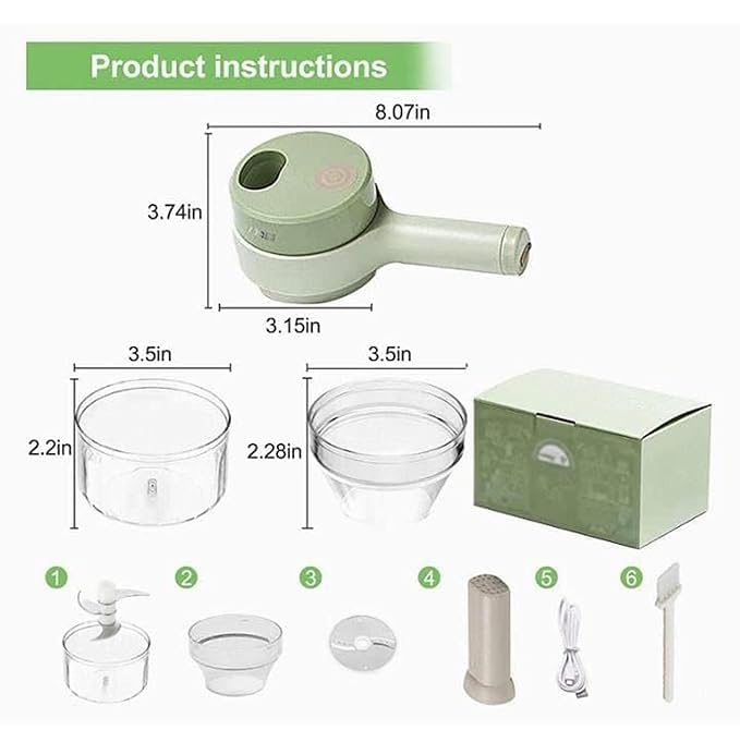 4 in 1 Portable Electric Vegetable Cutter Set✨Simple & Fast Food Chopping Operation