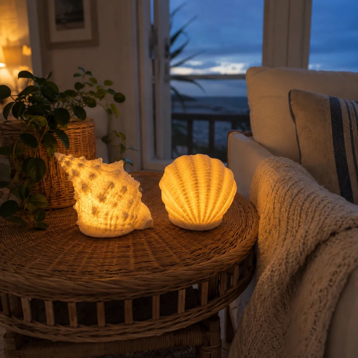 Coastal Afterglow Shell & Conch Light Set