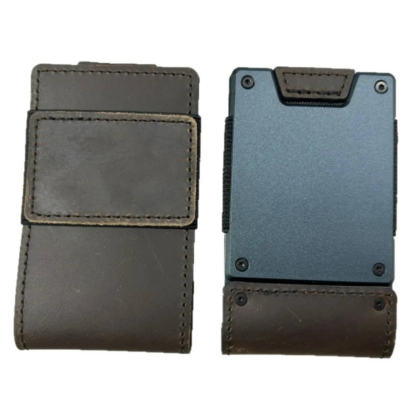 Unisex genuine leather stitching, solid color with pattern, suitable for spring RFID card holders.