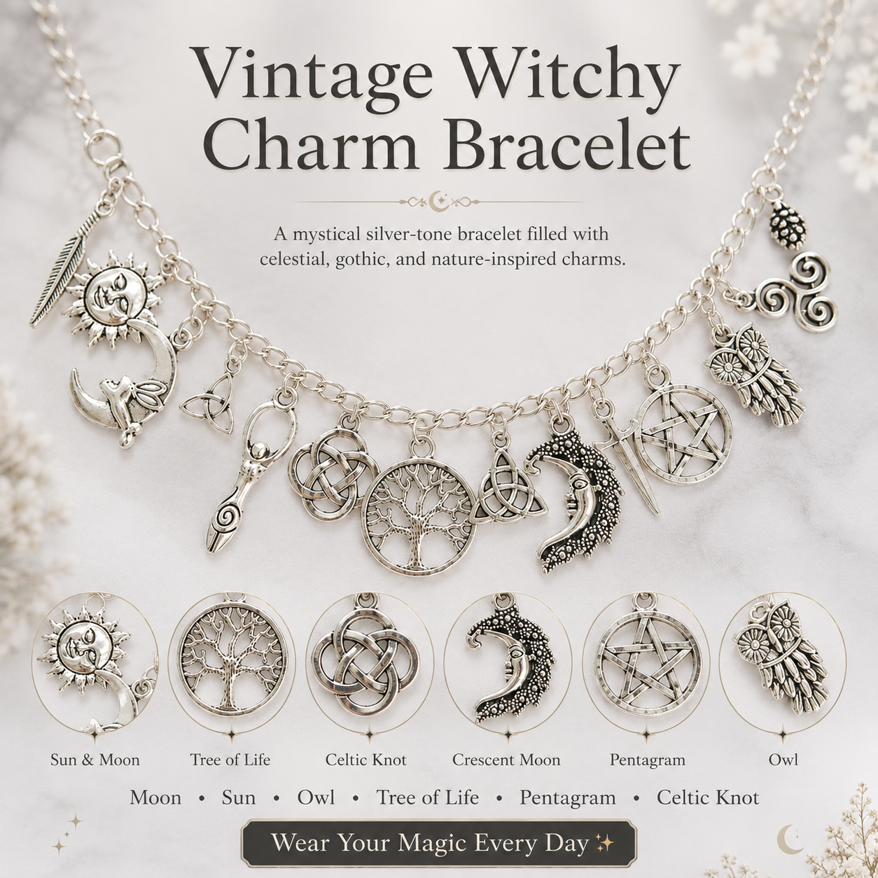 š„HOTš„Vintage Witchy Charm Bracelet