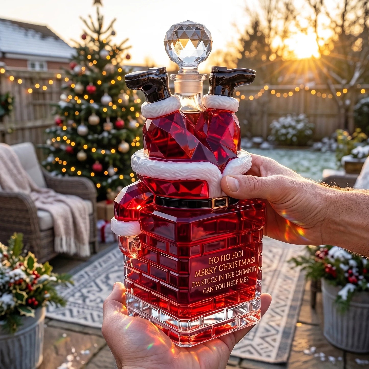 ๐ฅ Pre-order: 49% Off โ Santa Stuck in the Chimney Whiskey Bottle