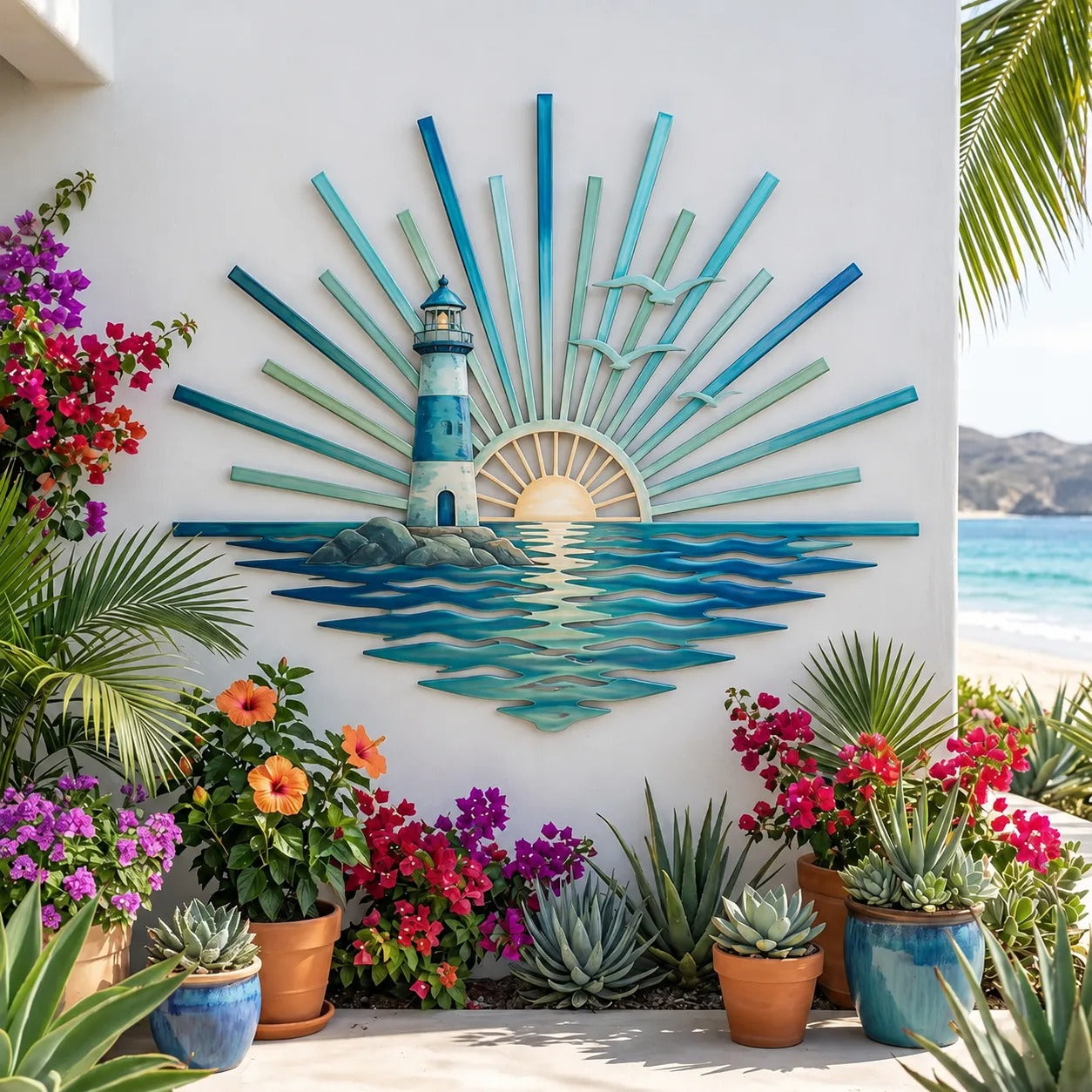 ⏳ Last Day 49% OFF – 🌊 Coastal Sunrise Metal Wall Art🐚