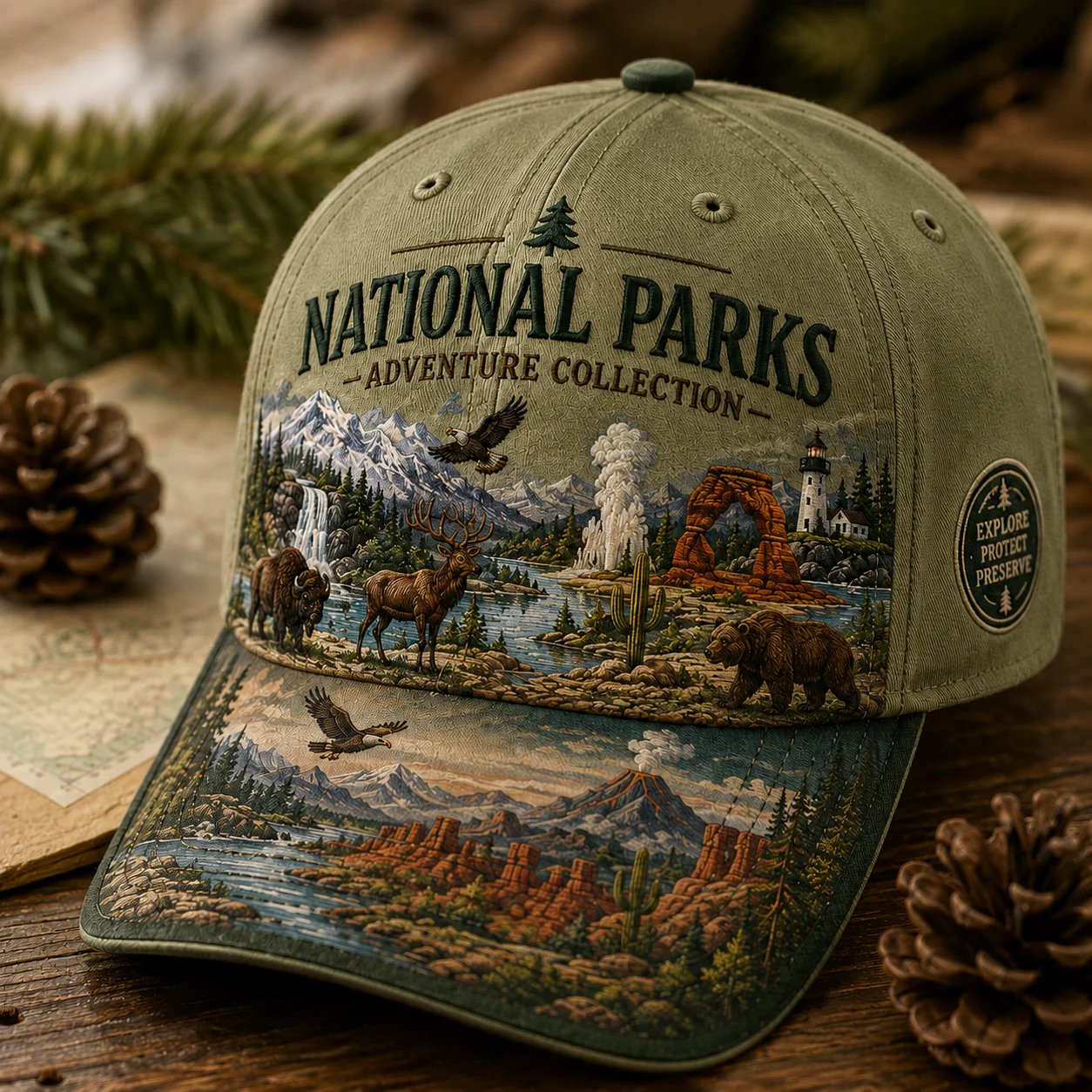 🌲 National Park Adventure Cap – Carry the Outdoors Wherever You Go