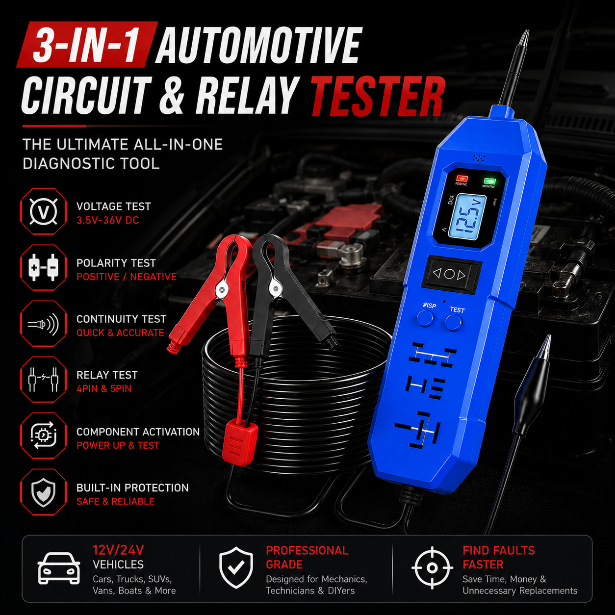 đ§ 3-in-1 Automotive Power Circuit Probe & Relay Tester â 12V/24V Electrical Diagnostic Tool | Buy 2 Get Free Shipping đ