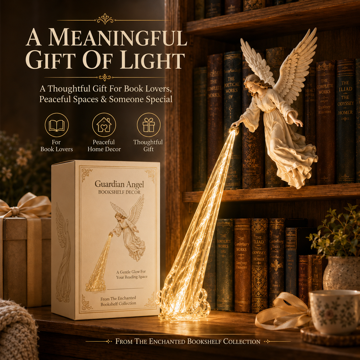 ๐ Heavenly Guardian โ Angel Beam Bookshelf Decor