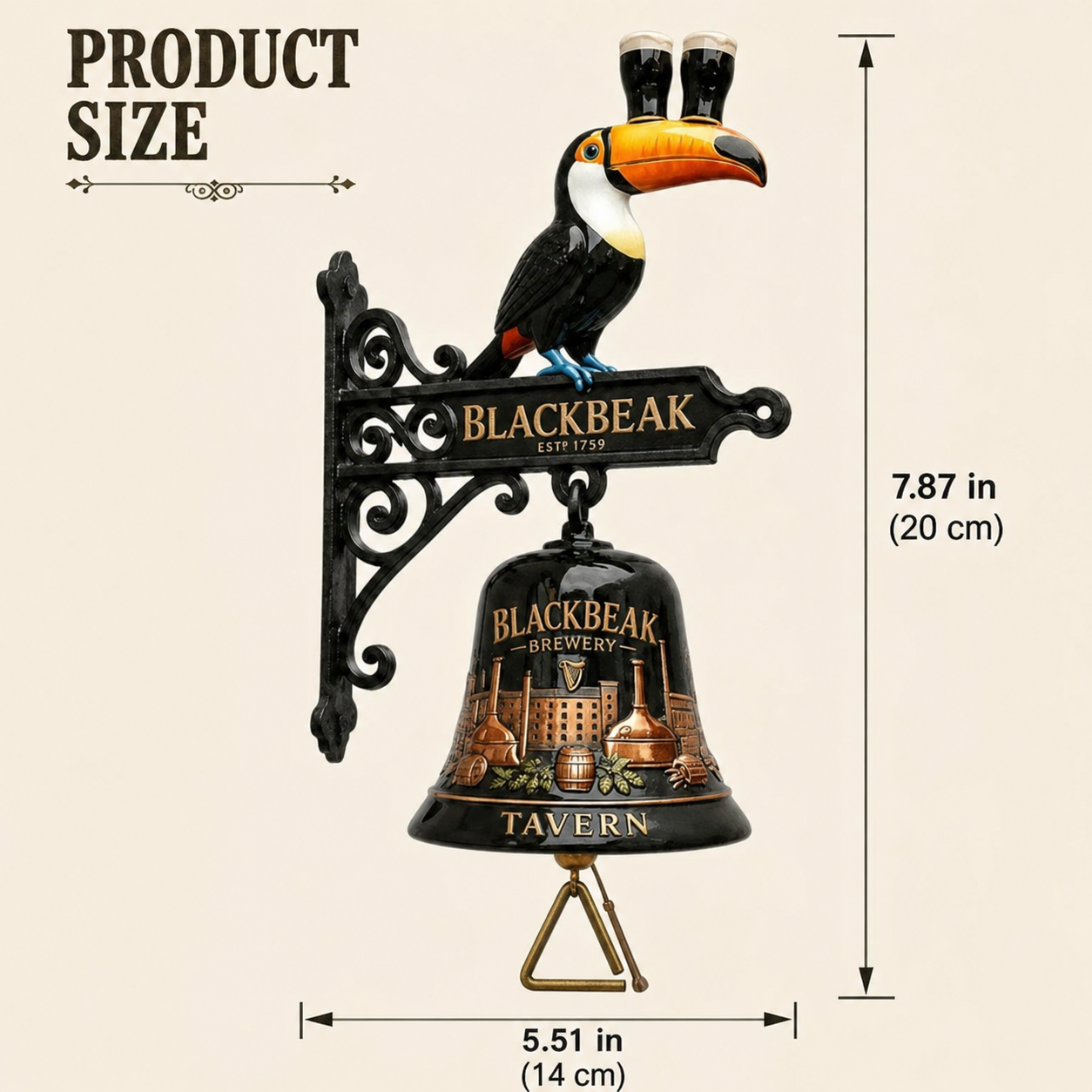🍺Vintage Celtic Toucan Cast Iron Wall Bell – Classic Tavern Decor For Entry & Home Bar