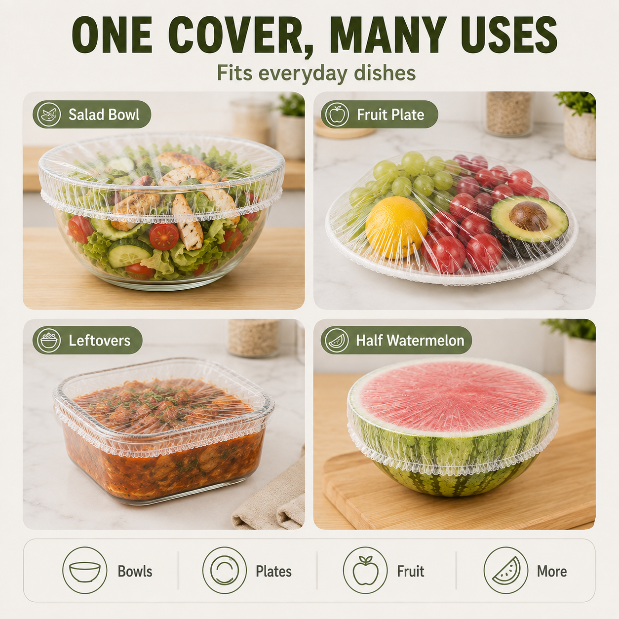 100PCS Disposable Stretch Food Covers for Bowls & Plates🛒