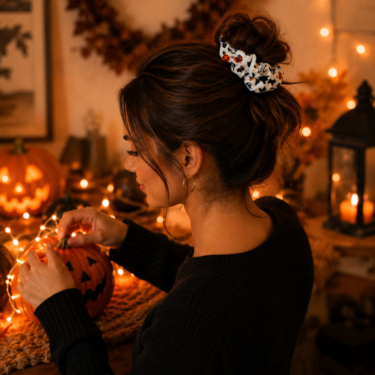 ๐ Hand-Illustrated Halloween Scrunchie Collection