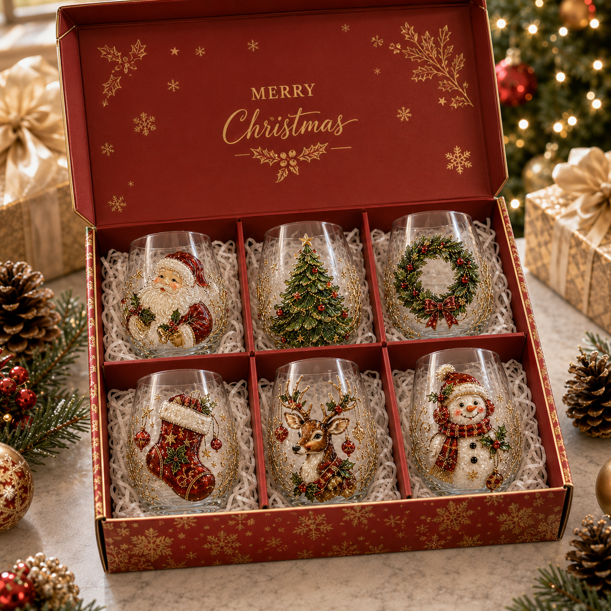 ๐
๐ 3D Christmas Glass Art Cup | Luxury Raised Holiday Glassware for Drinks, Decor & Christmas Gifts ๐