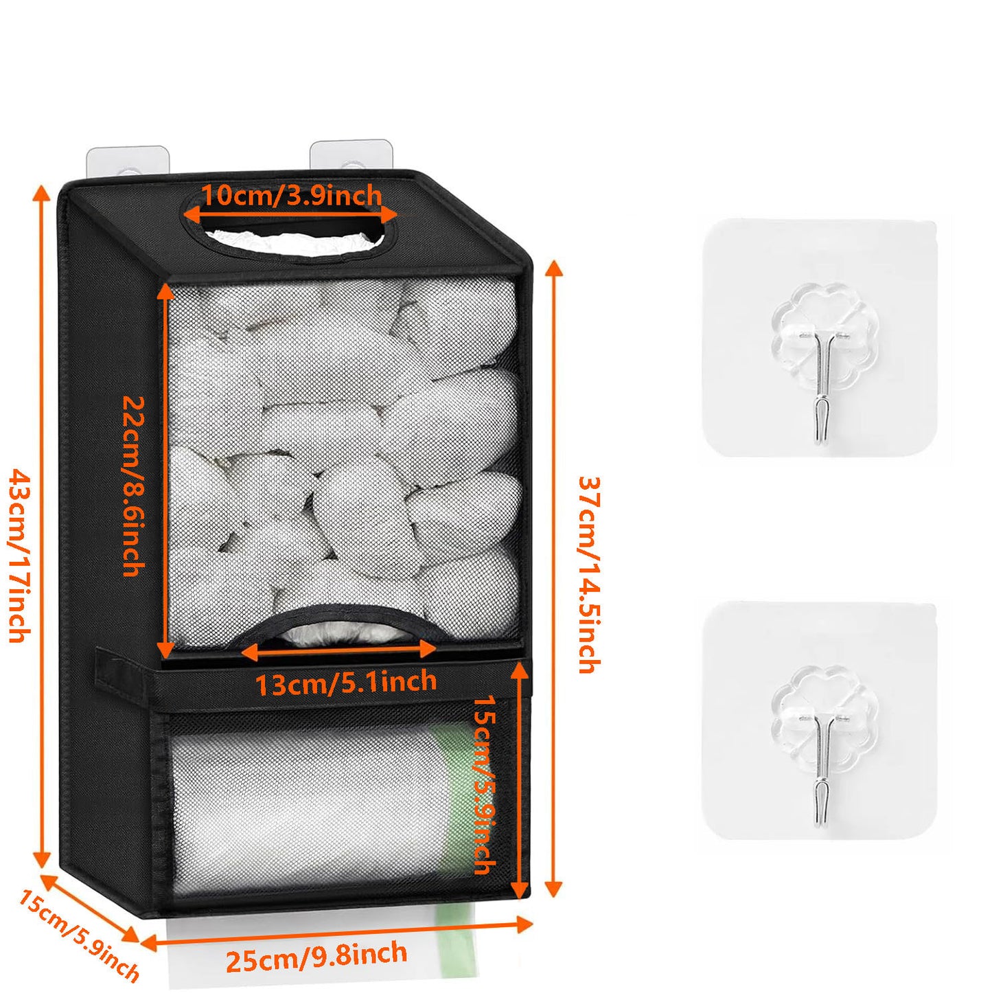 2-in-1 Durable Plastic Grocery Bag Holder, Organizing Kitchen Storage Organizer