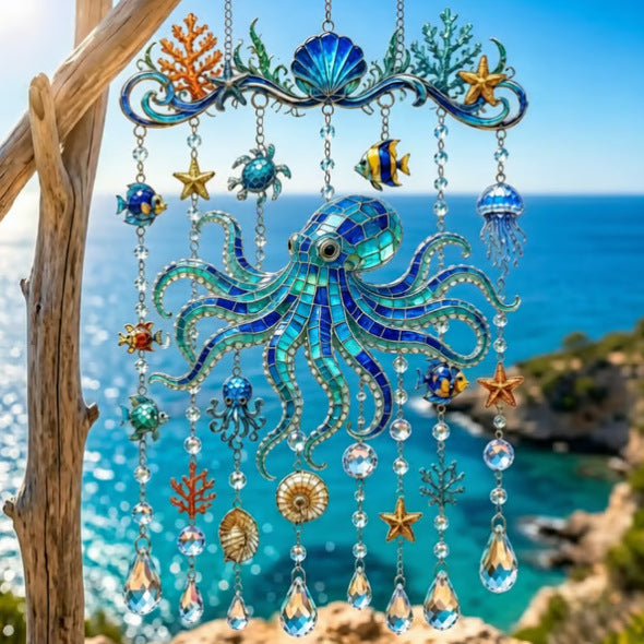 🐋 Ocean-Themed Crystal Wind Chime – Bring the Ocean Glow to Your Garden (📦Buy 2 Free Shipping)