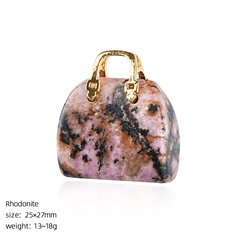 🔮 Mini Natural Crystal Handbag Charms – Lucky Aura Energy DIY Jewelry Pendants ✨