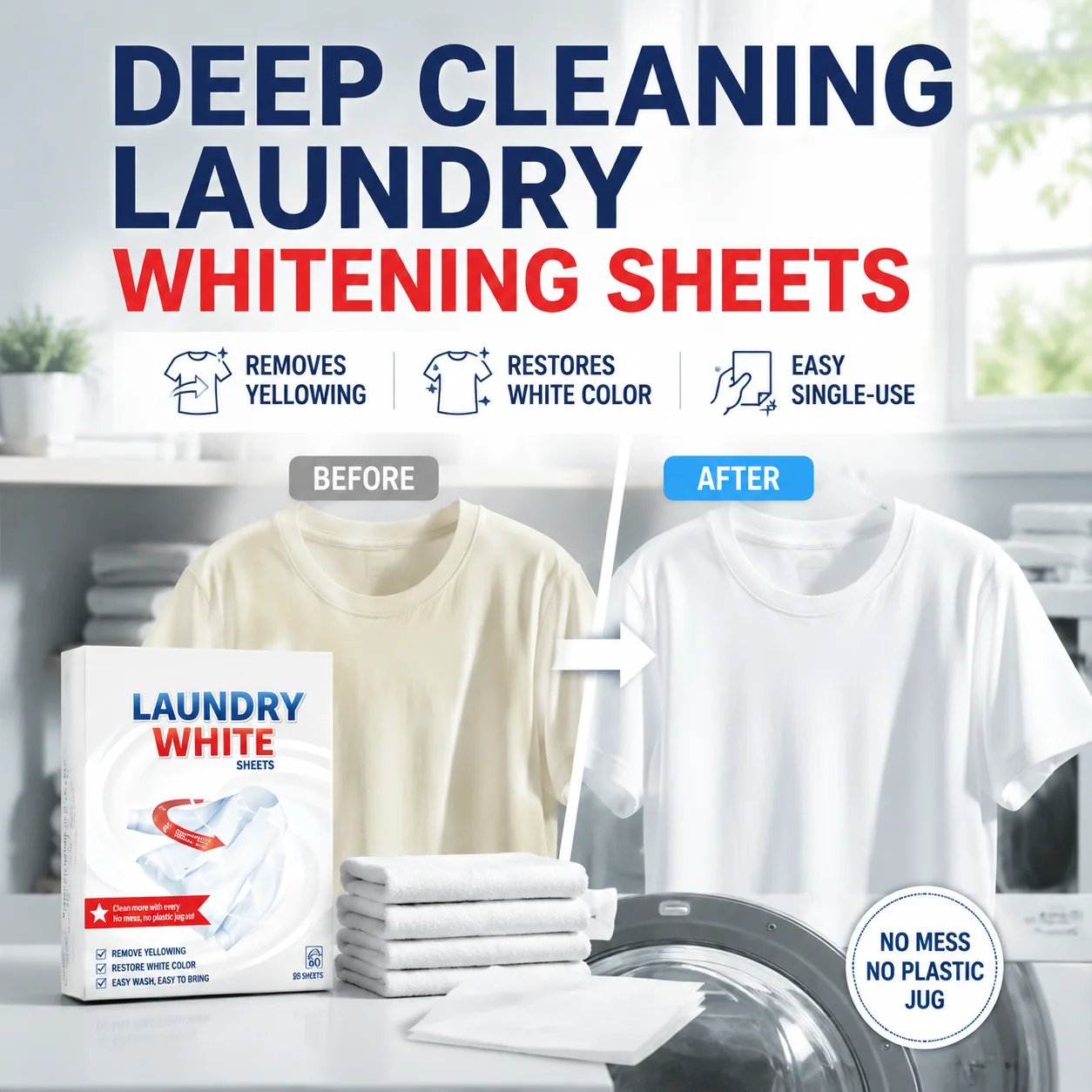 ๐ฅ๐ฅ Deep Cleaning Laundry Whitening Sheets โจ๐งบ Powerful Stain Remover Brightening Fabric Laundry Cleaning Sheets