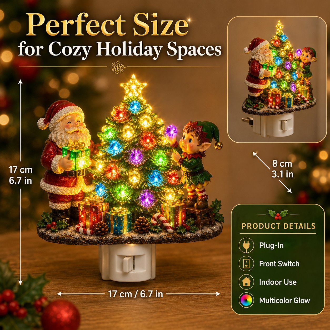 đ Jeweled Christmas Tree Plug-In Night Light