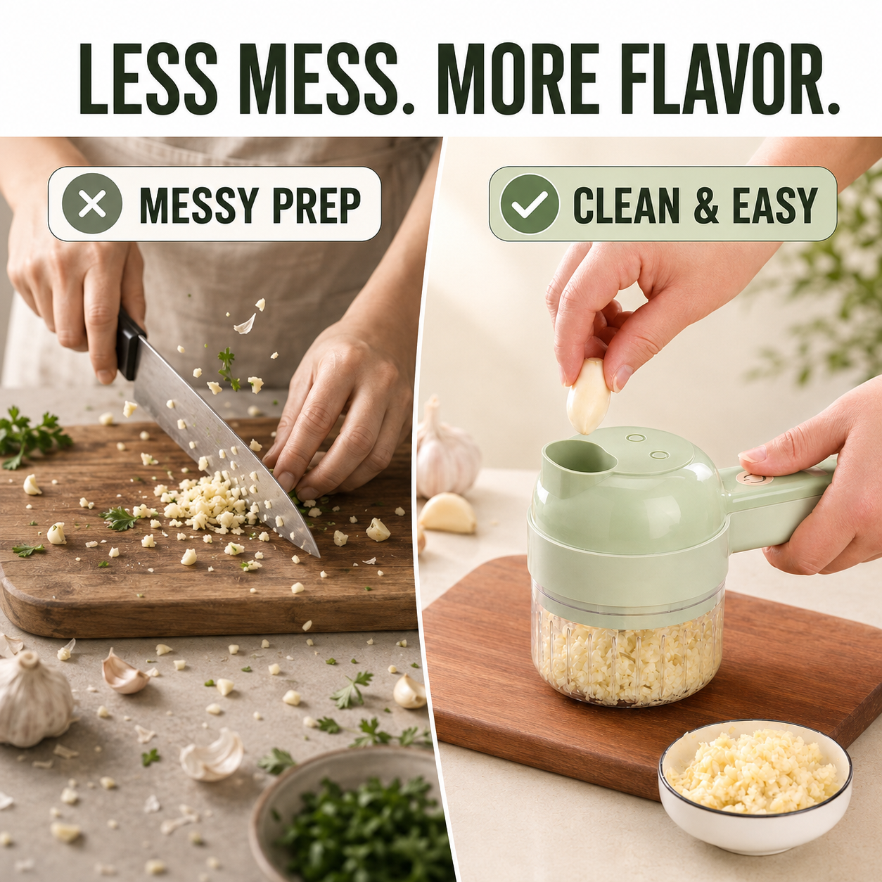 ๐ง 4-in-1 Handheld Electric Chopper: Slice, Mince, Peel & Auto-Clean!