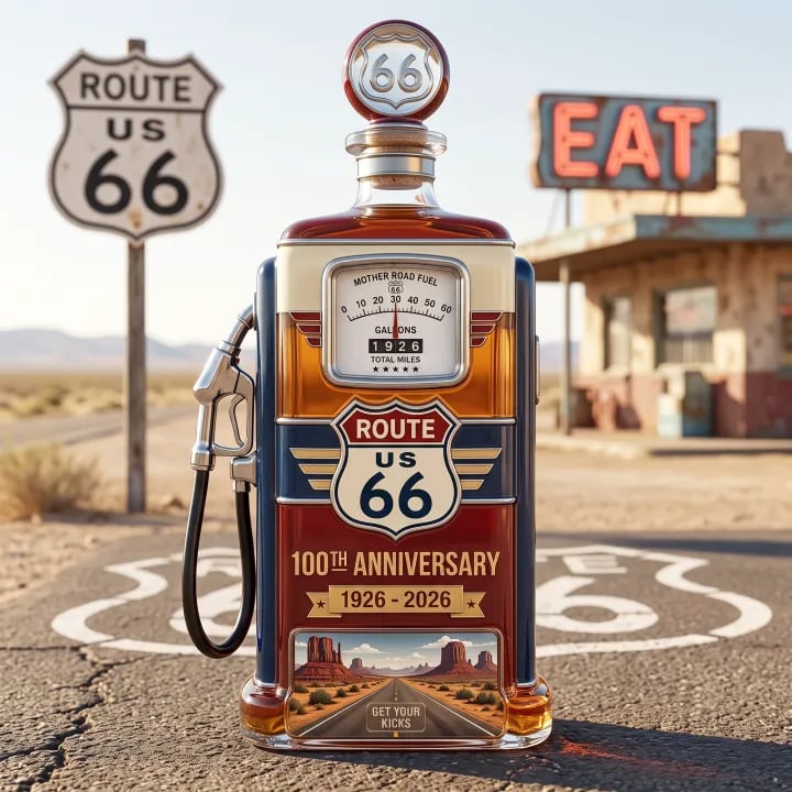 Route 66 1926-2026 100th Anniversary Whiskey Bottle