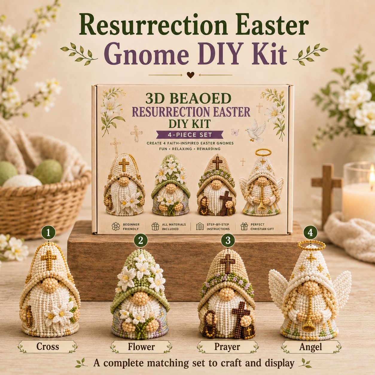 3D Beaded Gnome DIY Kit Collection