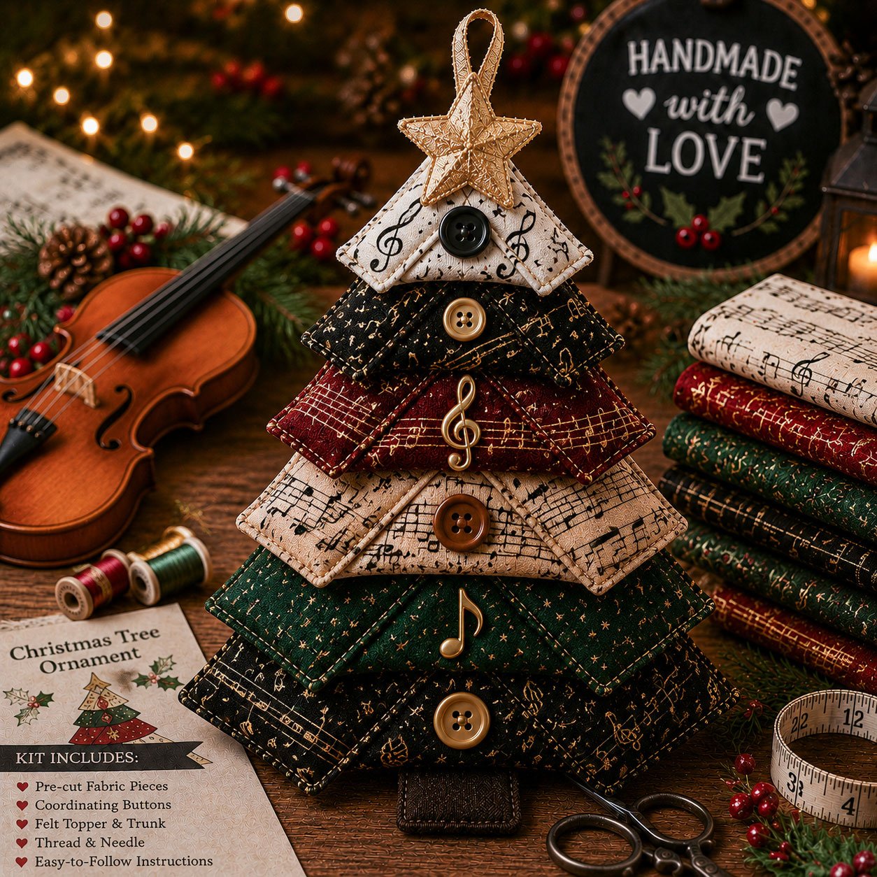 🎄Last Day 49% OFF - 🎃Layered Fabric Tree Ornament DIY Sewing Kit