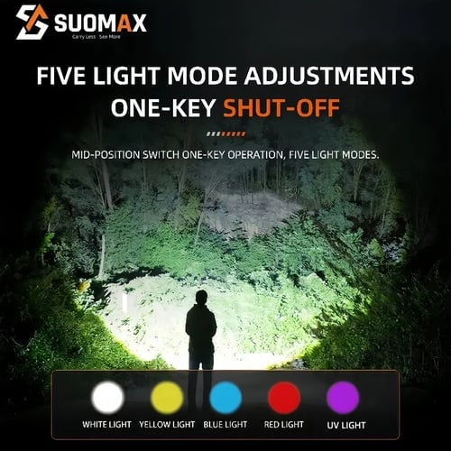 đĻ5-in-1 Magnetic Flashlight â 1800LM Rechargeable Multi-Color Torch