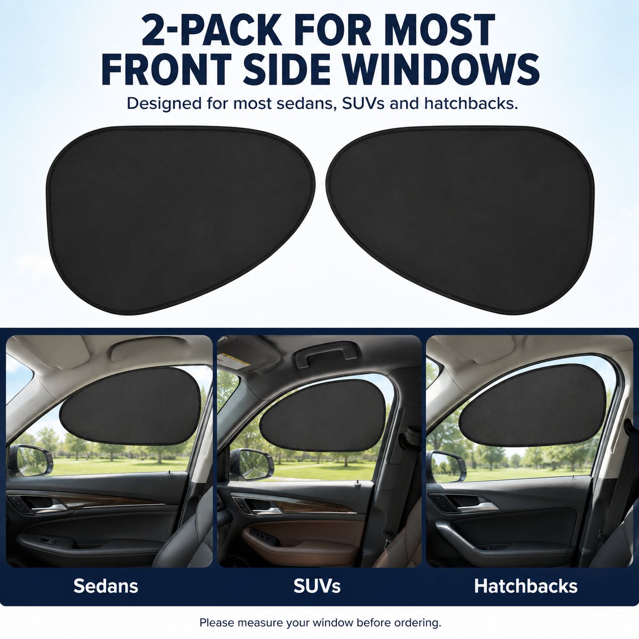 2/4-Pack Car Window Sun Shades - Static Cling UV Blocker & Glare Protector, Foldable Auto Accessories for Sedans & SUVs