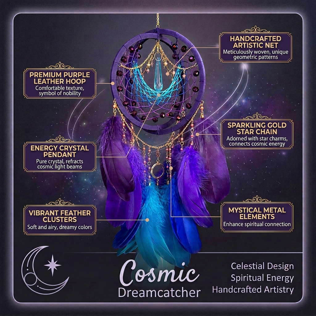 đ Cosmic Crystal Dreamcatcher | Gradient Feather Wall Decor ⌠Multi-Scene Spiritual Ornament