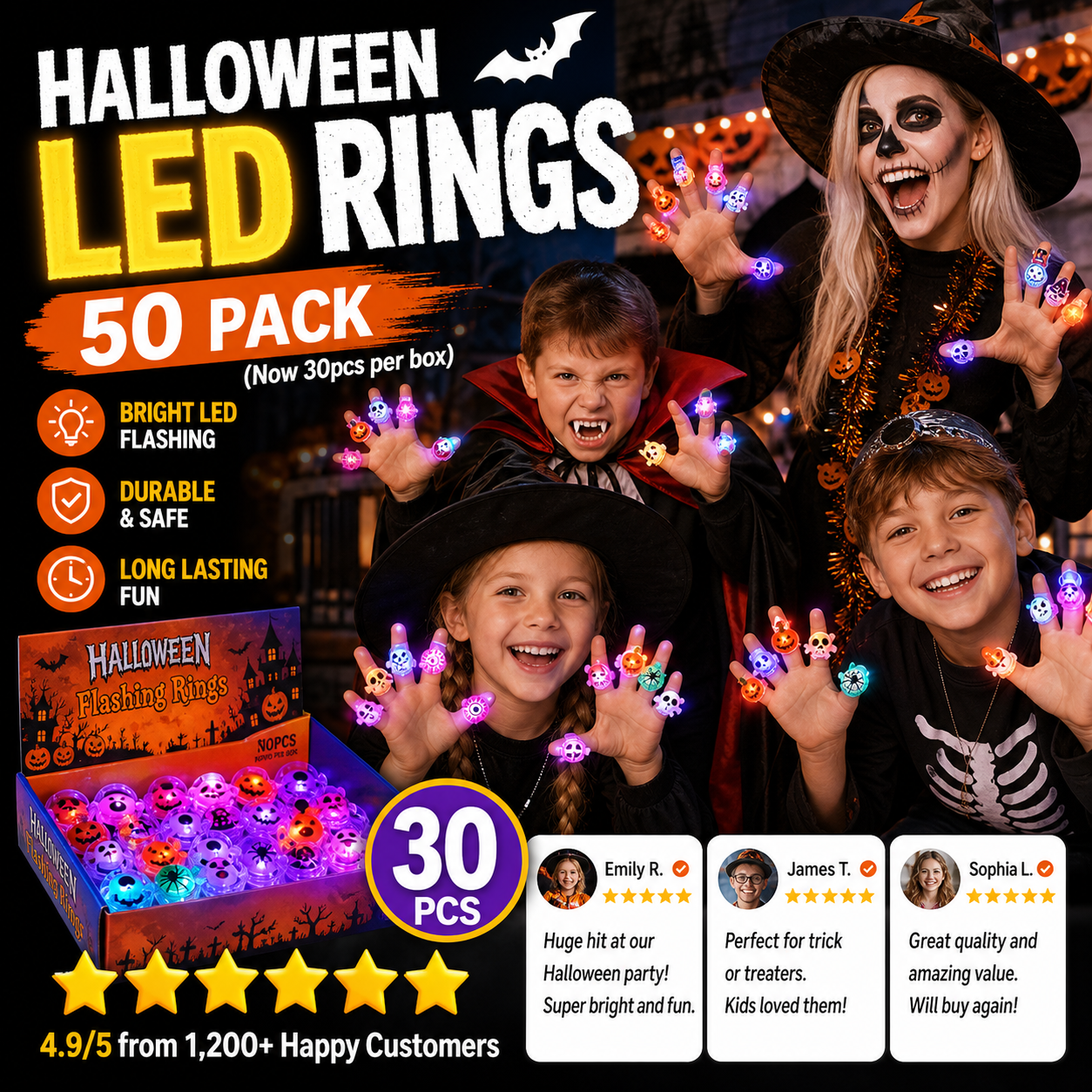 šLED Light Halloween Glowing RingšSet of 50 PCS