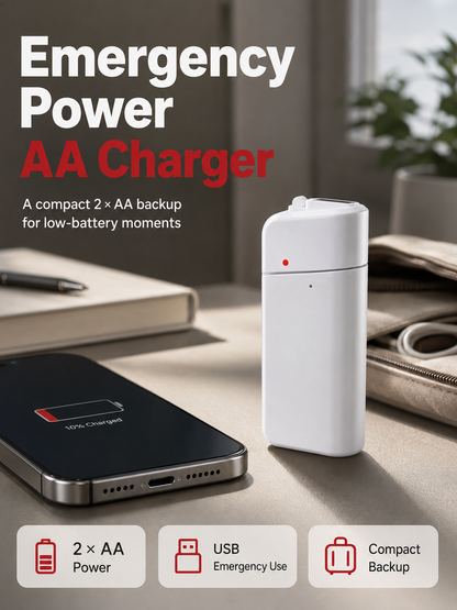 🔋 Emergency Phone Charger – AA Battery Powered USB Backup with LED Flashlight