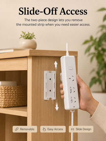 🔌5 Counts   Punch-Free Power Strip Holder – Peel, Stick & Organize