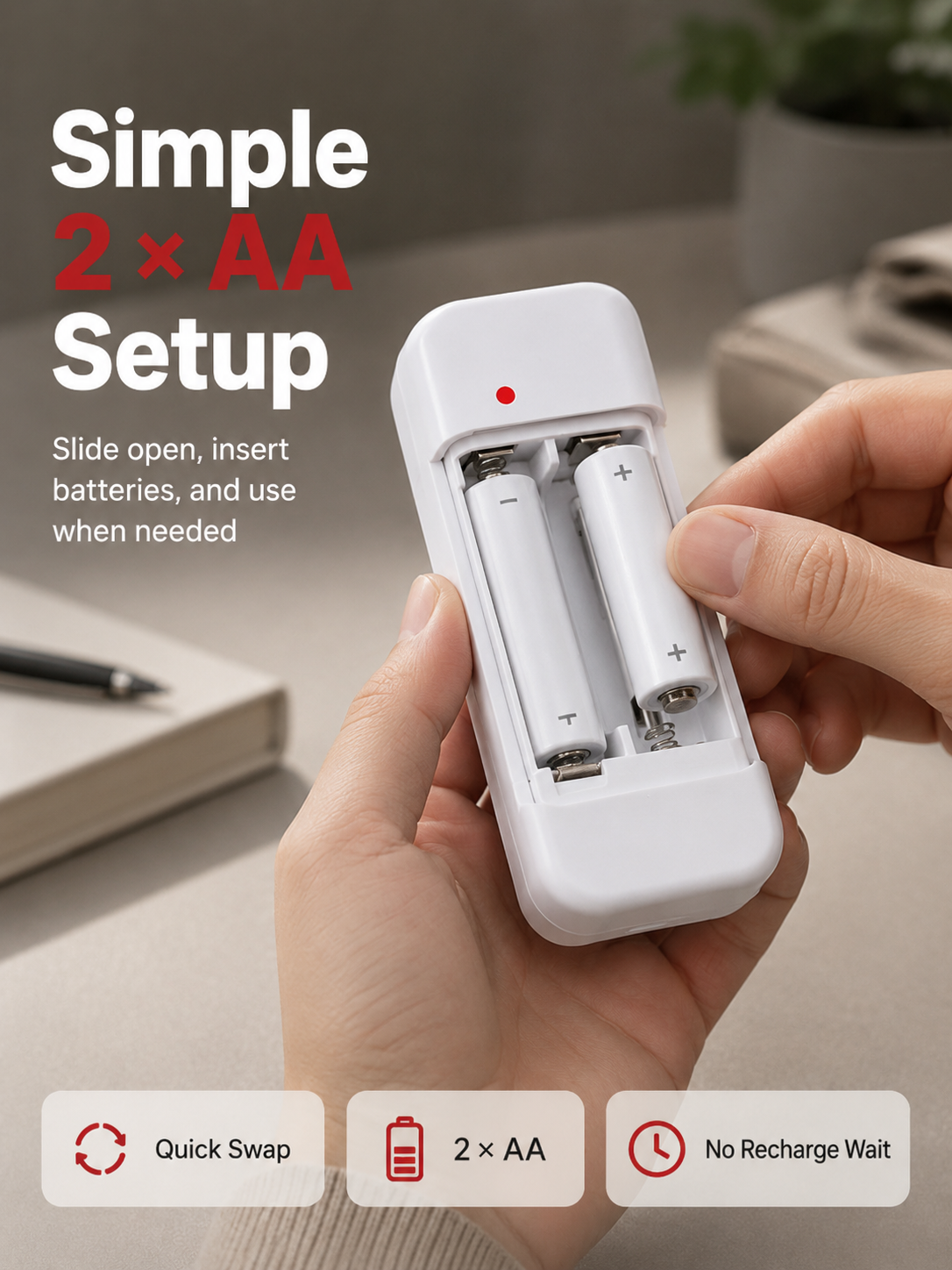 Portable Emergency Phone Charger AA Battery Powered Power Bank with LED Flashlight