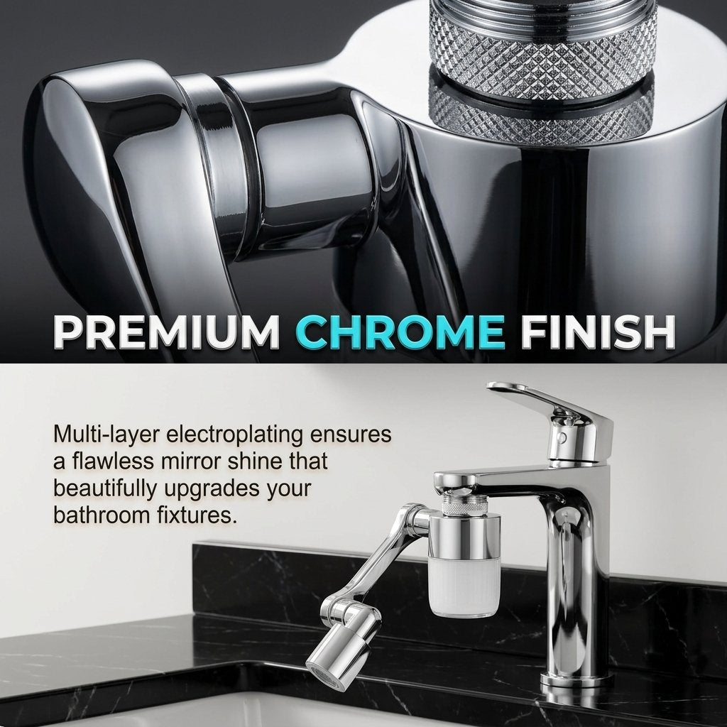Rotating Faucet Aerator & Filter Set – 360° rotation, soft anti-splash stream, and transparent housing