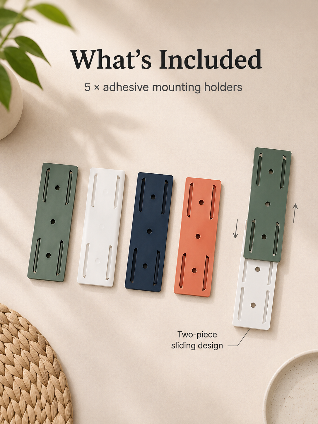 🔌5 Counts   Punch-Free Power Strip Holder – Peel, Stick & Organize