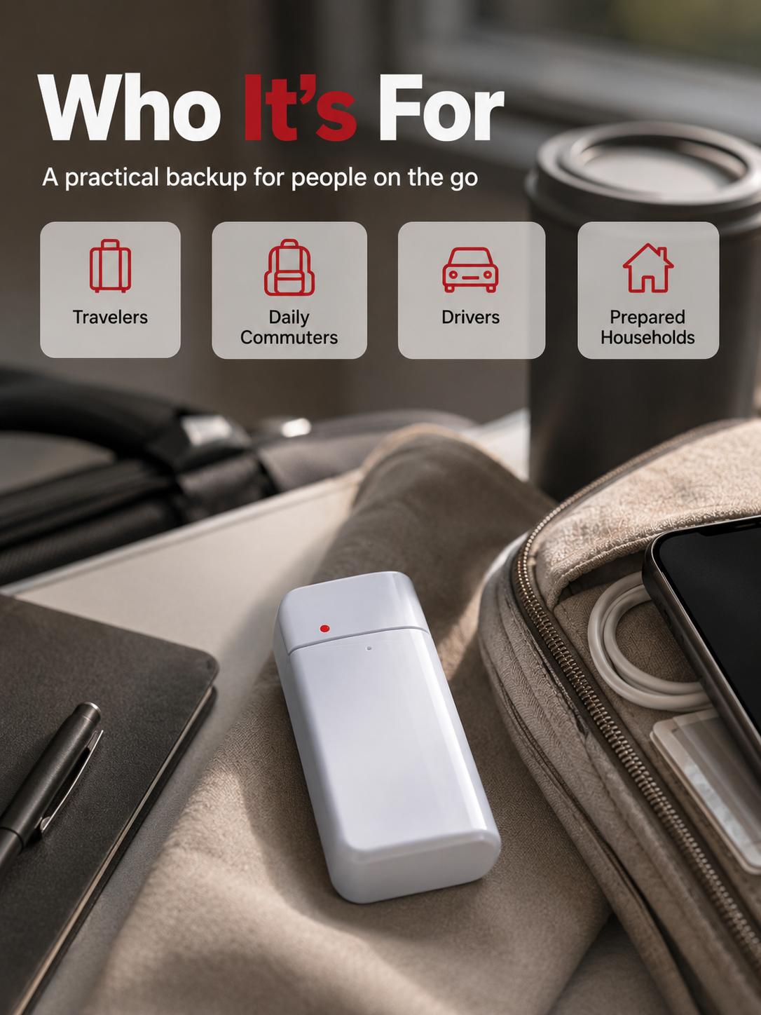 Portable Emergency Phone Charger AA Battery Powered Power Bank with LED Flashlight