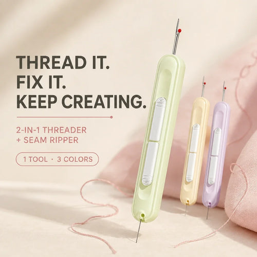 2-in-1 Needle Threader & Retractable Seam Ripper Tool
