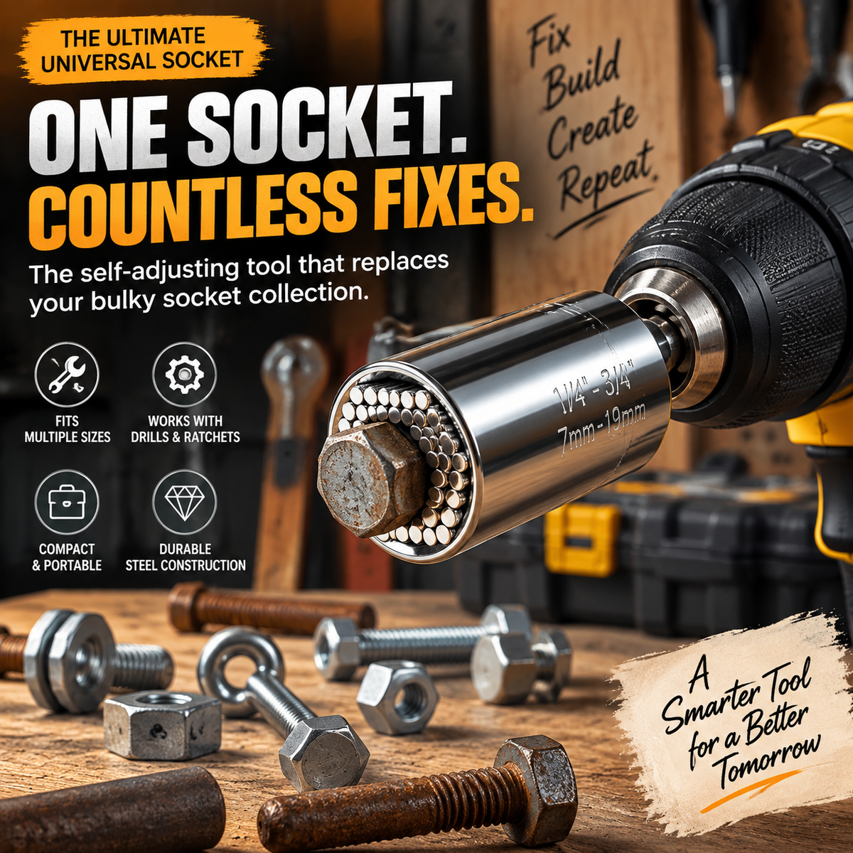 ⚙️2-piece Set Universal Multi-Size Adapter for Nuts, Bolts, Hooks & Everyday Fasteners
