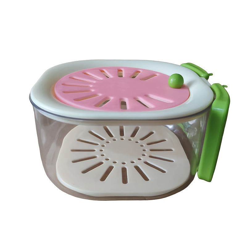 2-in-1 Double-Layer Kitchen Drain Basket, Foldable Handle Colander & Strainer Bowl, Multi-Functional Fruit Vegetable Washing Basin, Refrigerator Storage Organizer with Lid, Portable Food Basket for Picnic, Camping