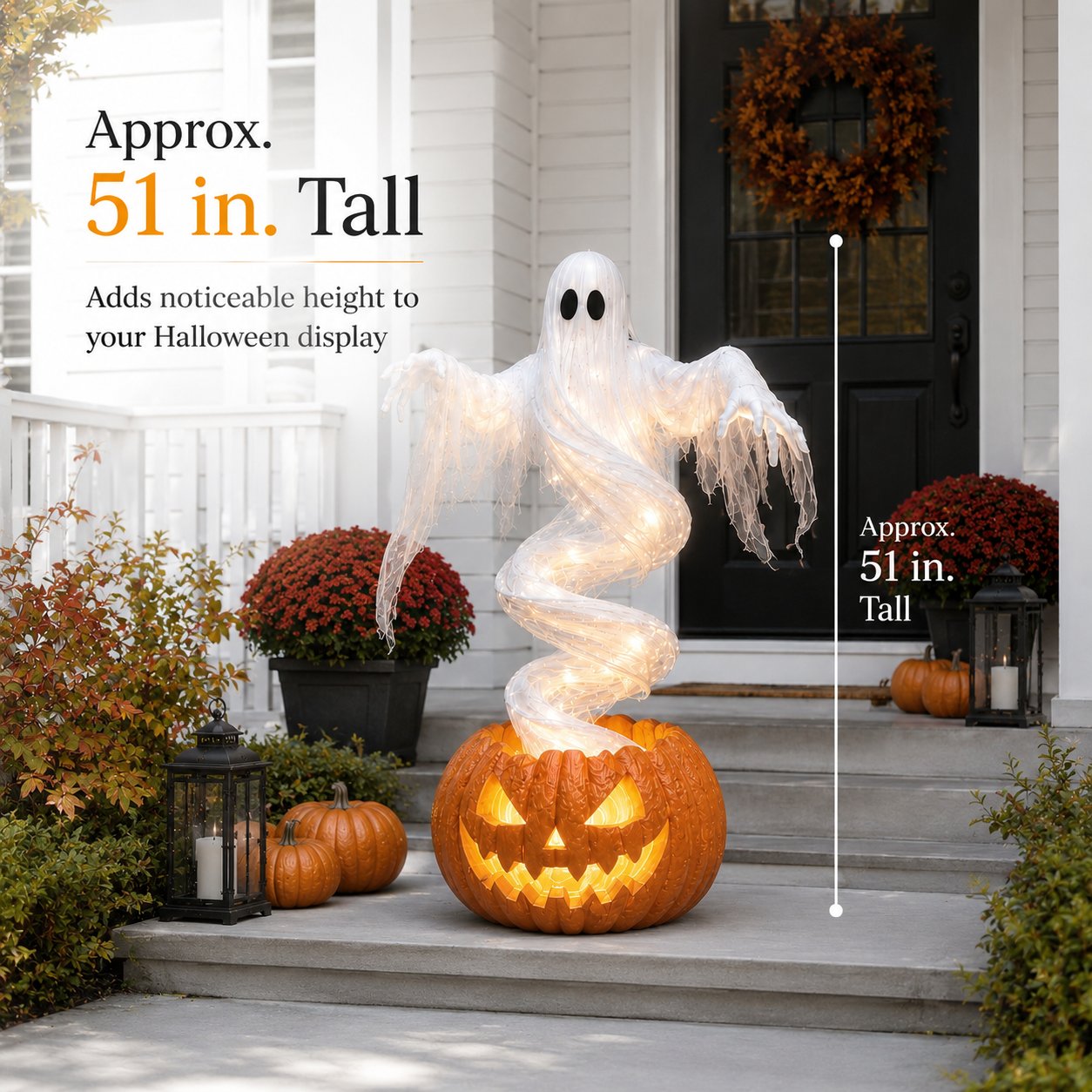 👻 Swirling Ghost Pumpkin Yard Lamp 🎃