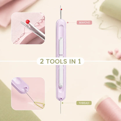 2-in-1 Needle Threader & Retractable Seam Ripper Tool