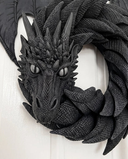 🐉 Gothic Dragon Wreath Front Door Decor