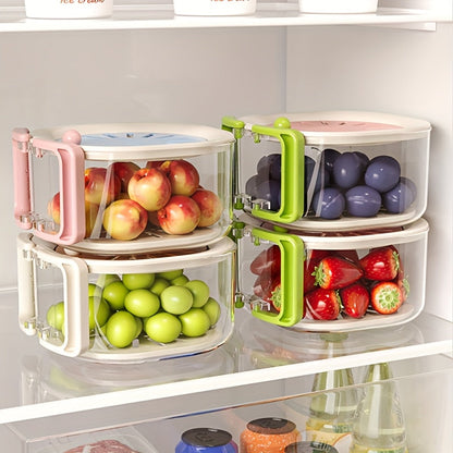 2-in-1 Double-Layer Kitchen Drain Basket, Foldable Handle Colander & Strainer Bowl, Multi-Functional Fruit Vegetable Washing Basin, Refrigerator Storage Organizer with Lid, Portable Food Basket for Picnic, Camping