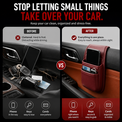📱 Car Phone Storage Pocket – Slim Organizer for Phones, Keys & Cards