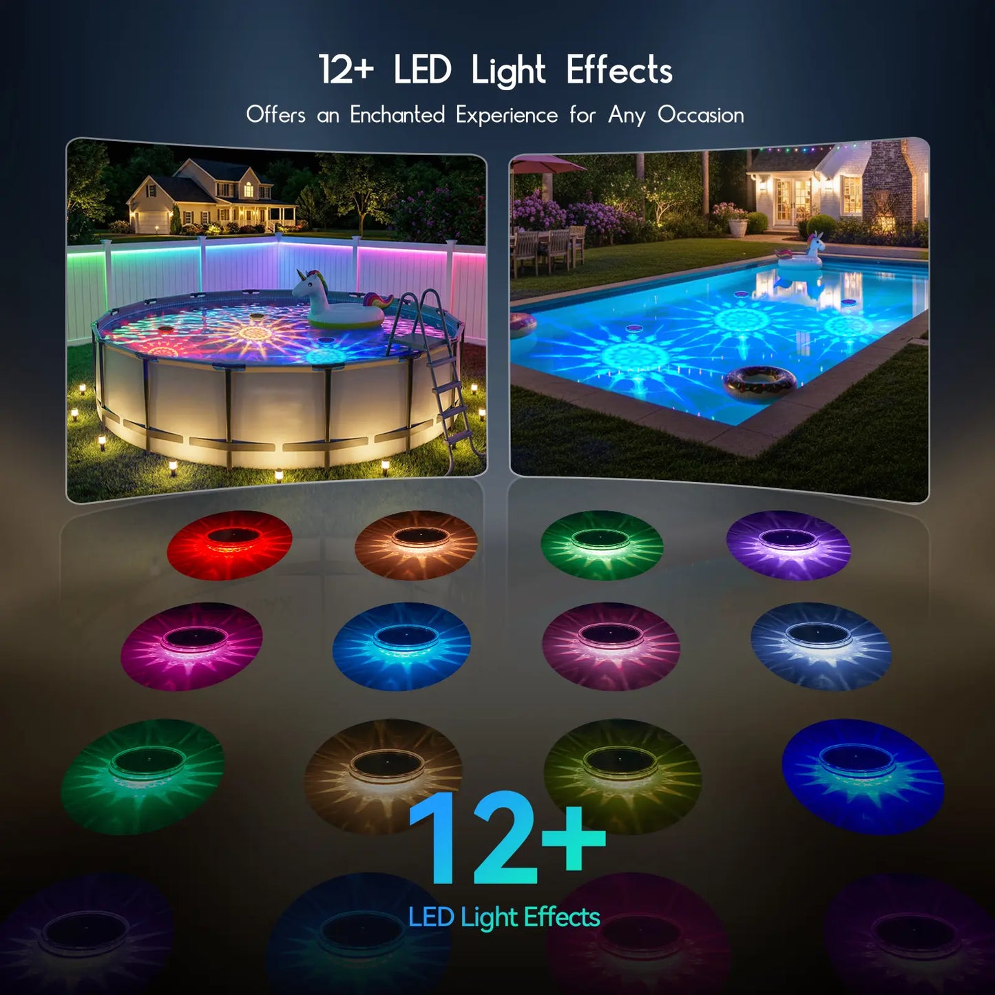 ☀️ Solar Floating Pool Lights | Remote Control 12+ Light Effects